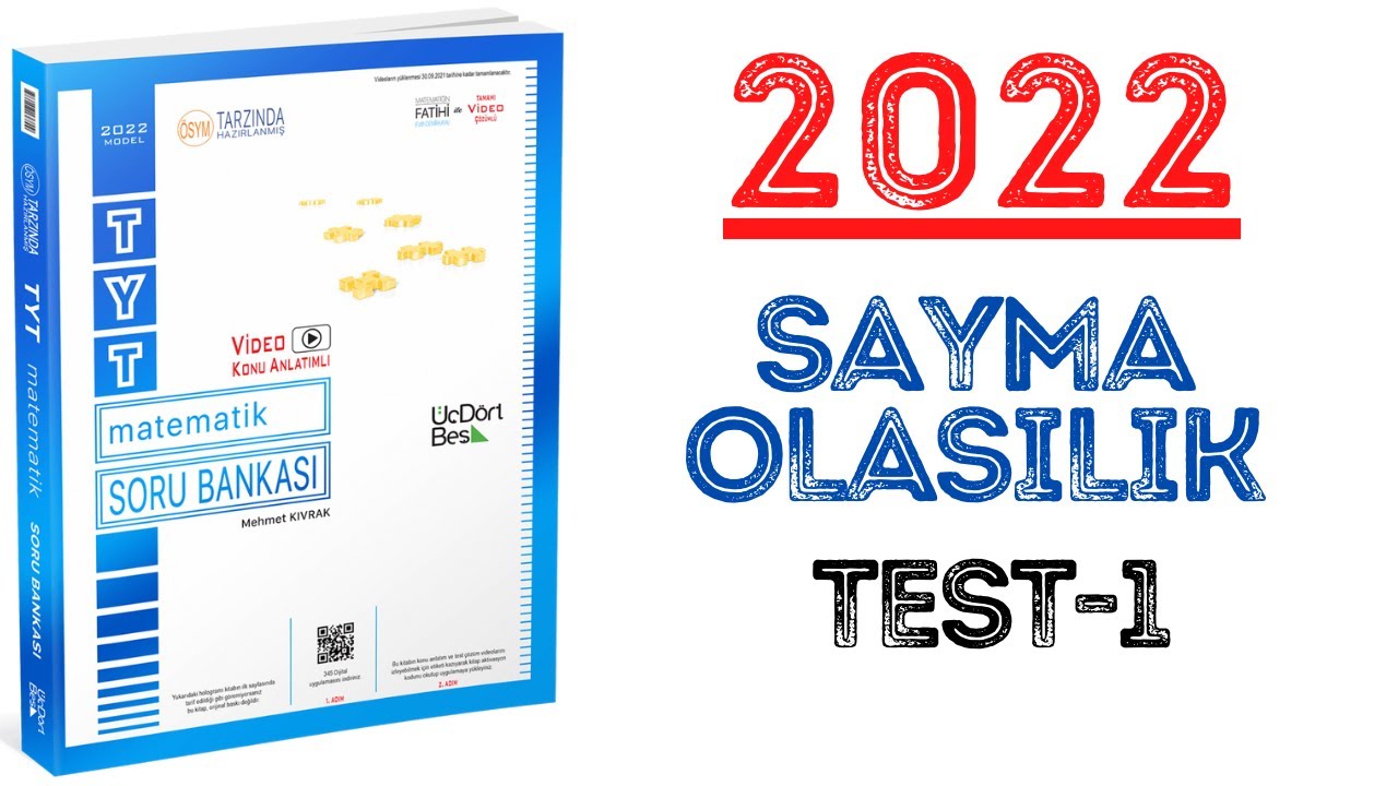 (2022)345 TYT MATEMATİK | SAYMA-OLASILIK TEST-1 | #yks2022 #tyt2022 #2022tayfa #345