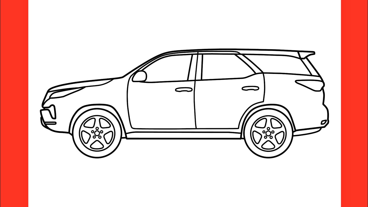 How to draw a Toyota Fortuner easy step by step