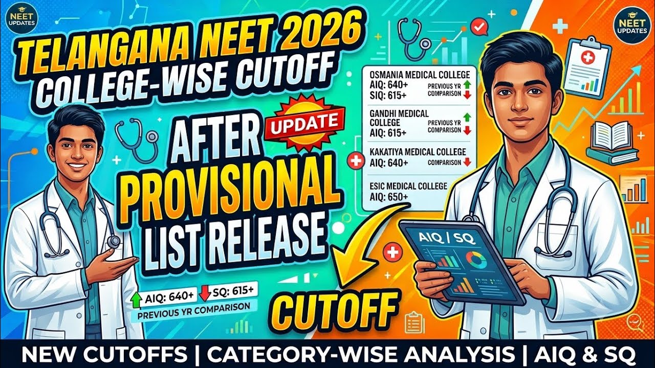 Telangana neet 2026 college wise cutoff after provisional list release/ tg college wise cutoff