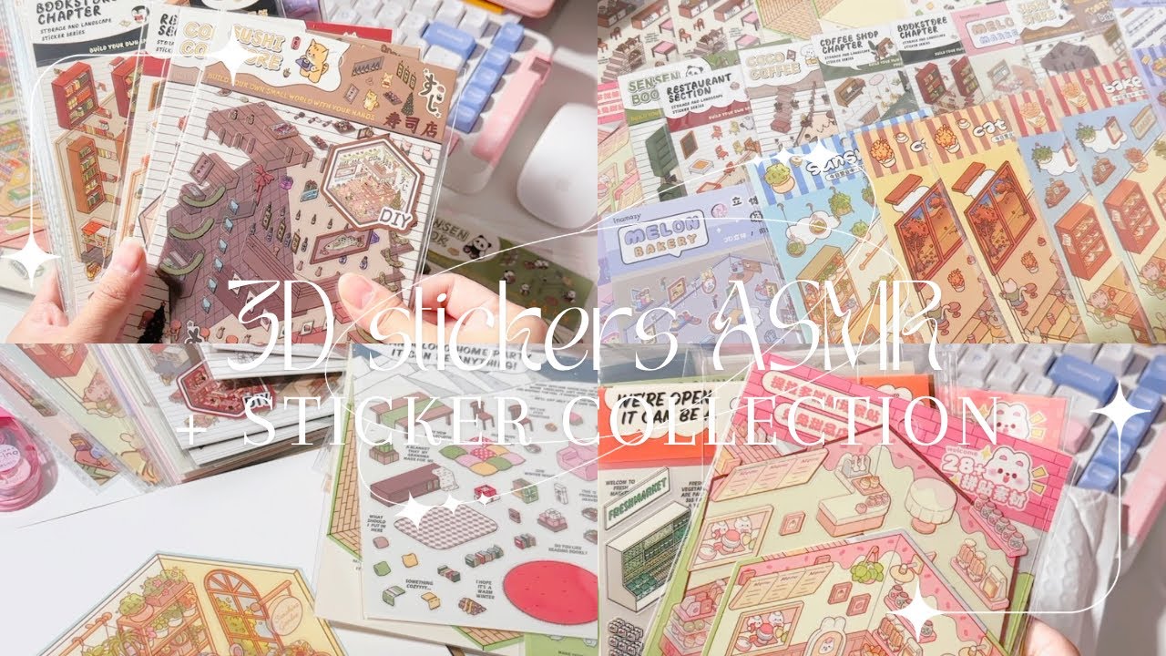 3D stickers haul ASMR + sticker collection 🧸🎀