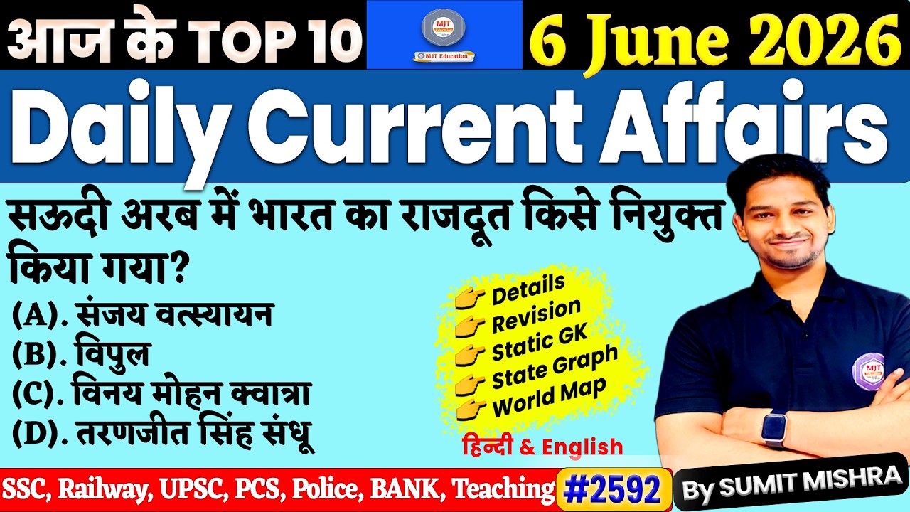 June 6, 2026 Current Affairs | Daily Current Affairs | MJT Current Affairs | MJT Education, Next ...