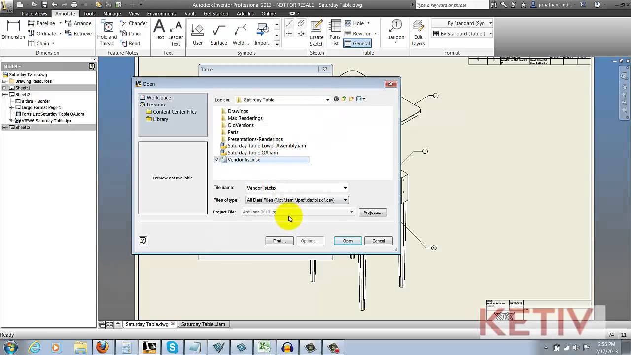 Как импортировать таблицу Microsoft Excel в чертеж Autodesk Inventor