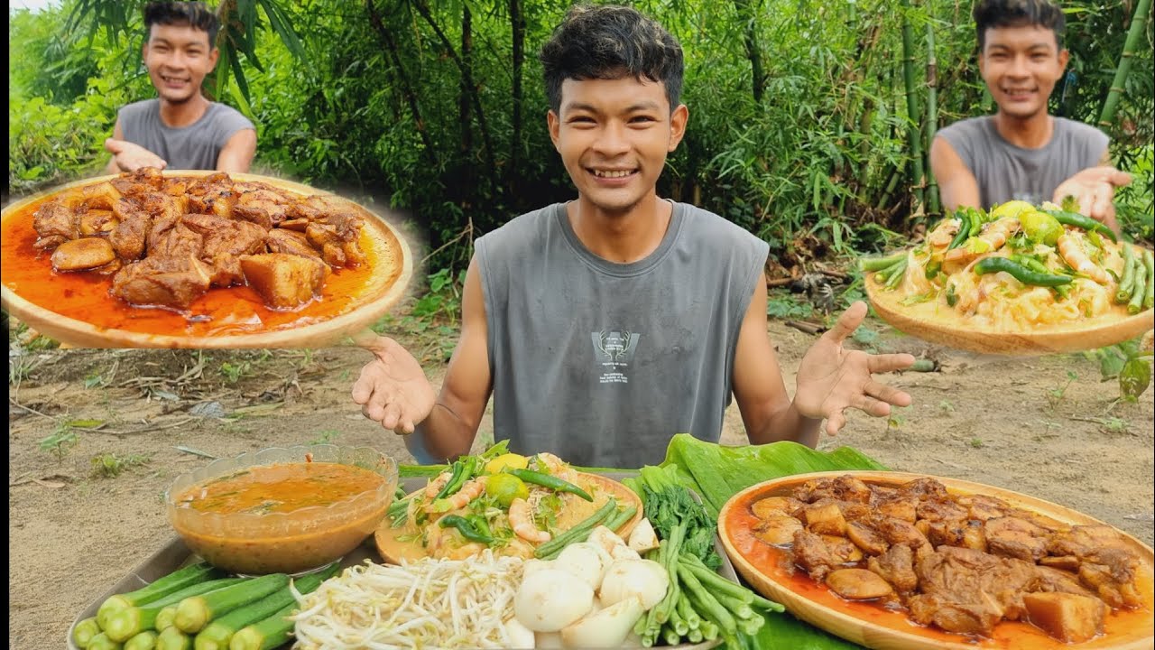ဒညင်းသီးဝက်သားဆီပြန်ဟင်းနဲ့ သခွားသီးသုပ်ပီး ငါးပိရည်ရှယ်နဲ့ စားလို့ကောင်းနေရောဗျာ😋😋