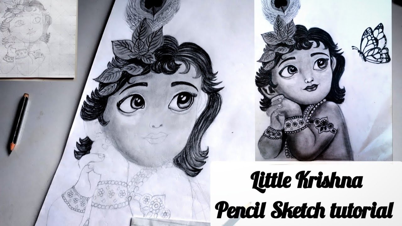 Little Krishna Pencil Sketch Step By Step💫💝 Cute Krishna Sketch Tutorial 🌸 Krishna Drawing ✨#Sketch