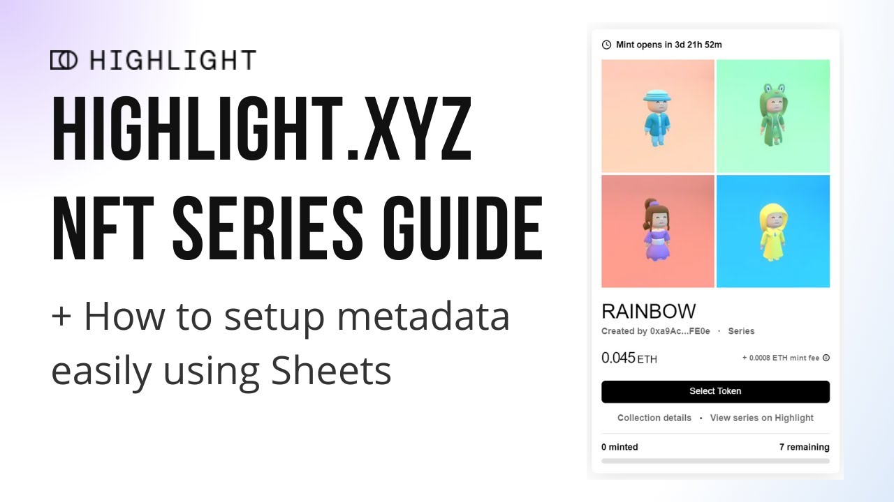 How to launch an ETH NFT Series Collection on Highlight XYZ