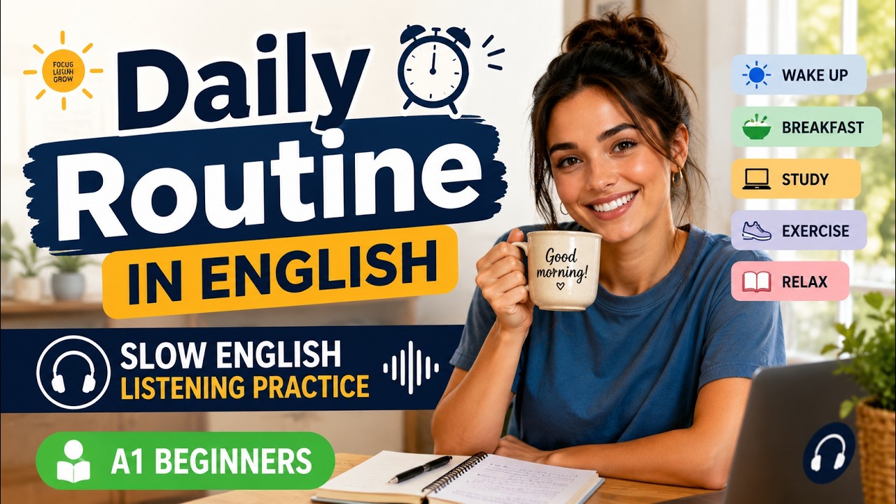 Daily Routine in English | Slow English Listening Practice | A1 Beginners | Global Tech English