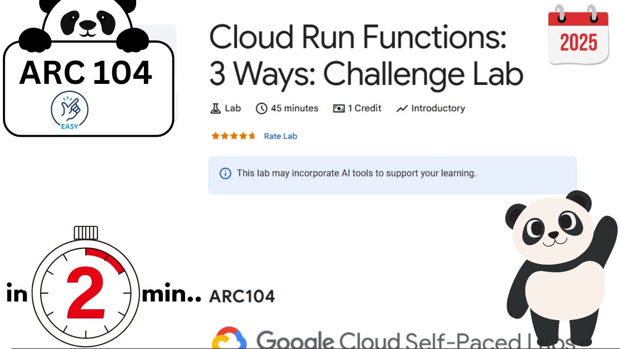 Cloud Run Functions: 3 Ways: Challenge Lab | #ARC104 | #qwiklabs | Google Cloud Skill Badge | 2025