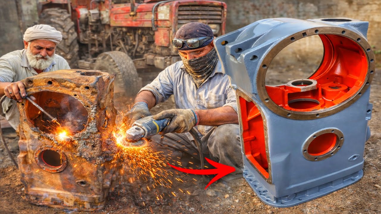 Unbelievable Tractor Engine Block Restoration | Master-Level Welding & Grinding