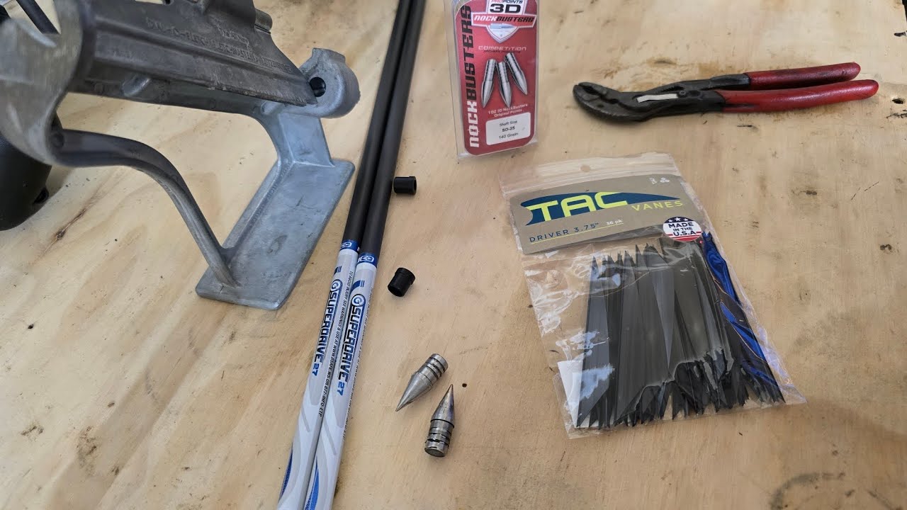 Building Easton Superdrive 27s for indoor archery. Arrow build and bareshaft tune.