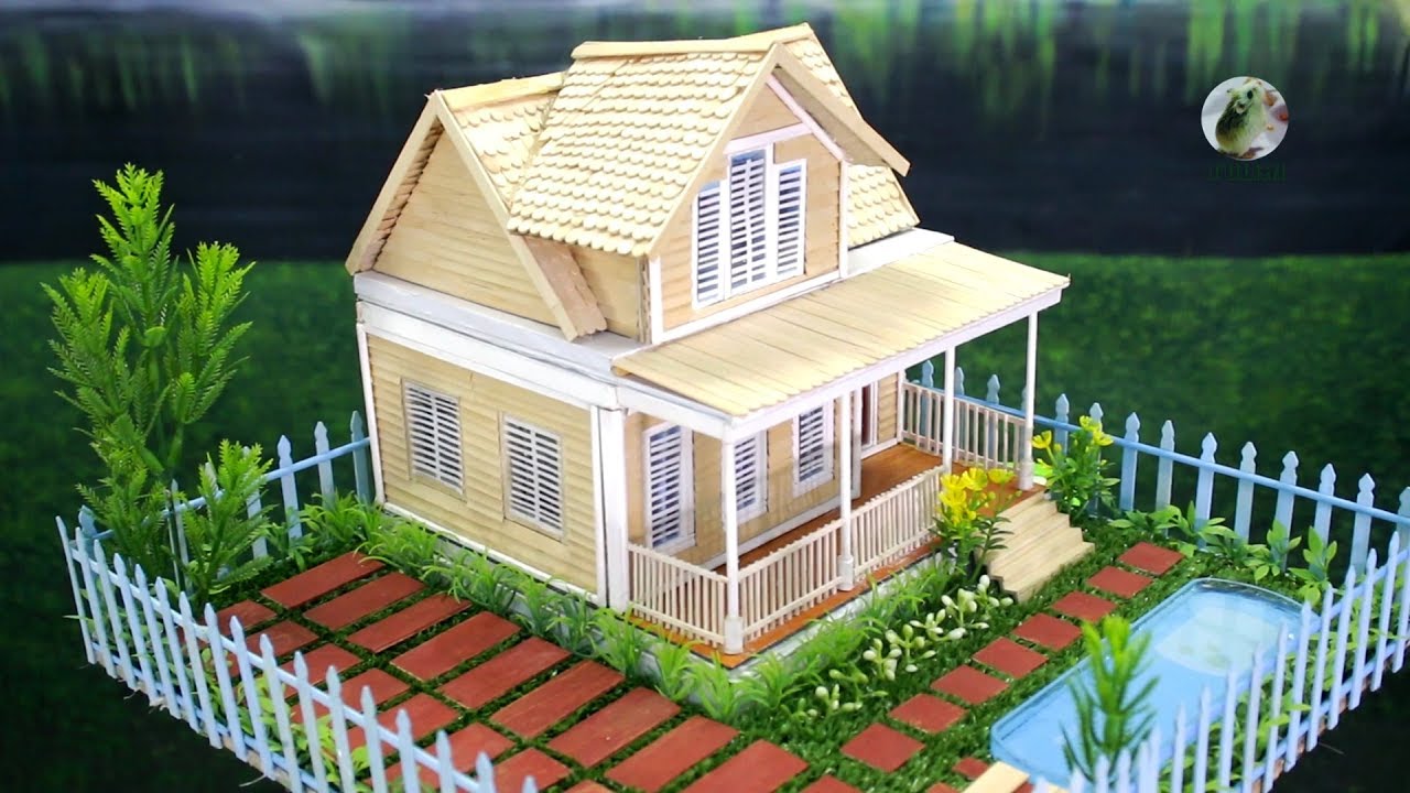 Building Popsicle Stick House with Swimming Pool