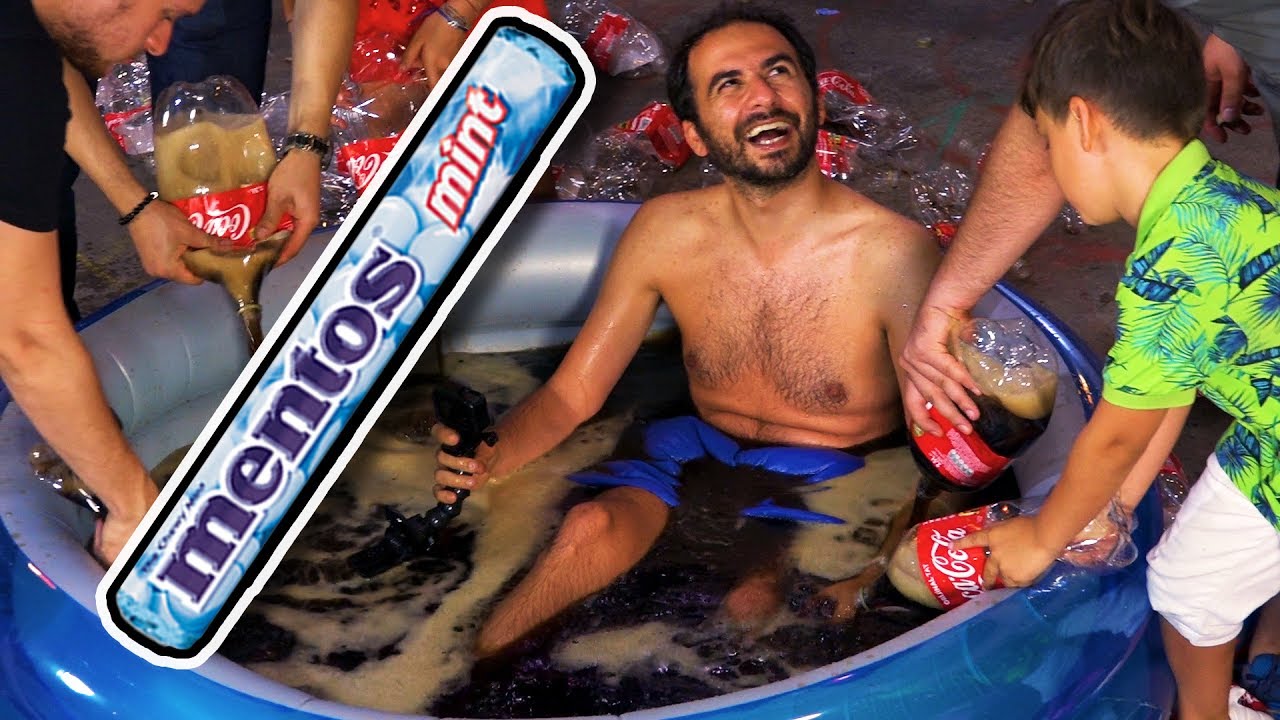 Havuzda Kola + Mentos Deneyi - 250 Lt. Kola, 60 Paket Mentos ve Melih