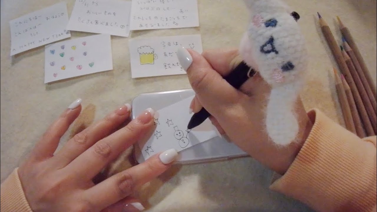 ASMR   書く音　囁き　タッピング