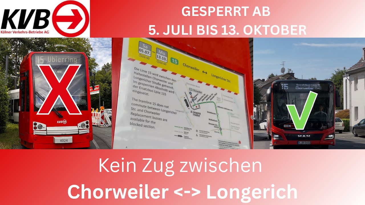 Bauma&szlig;nahme der Linie 15 Chorweiler-Longerich (Stadtbahn K&ouml;ln)(Cologne lightrail) [4K]
