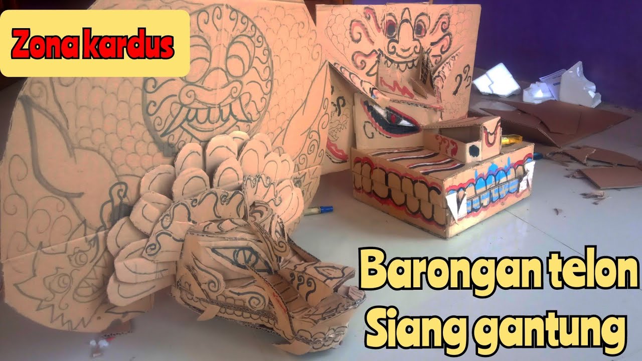 membuat Barongan telon siung gantung dari kardus