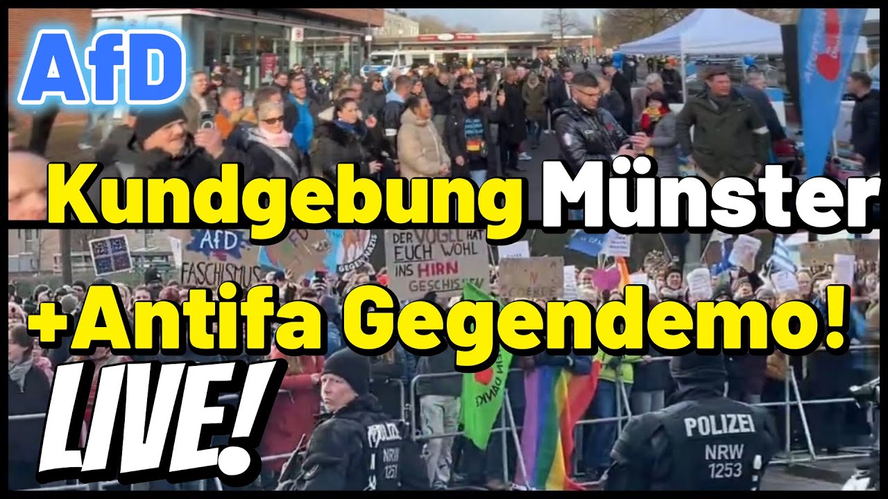 LIVE ❗️ AfD Kundgebung & ANTIFA Gegendemo Münster I Martin Vincentz, Serge Menga uvm. Demo & Protest