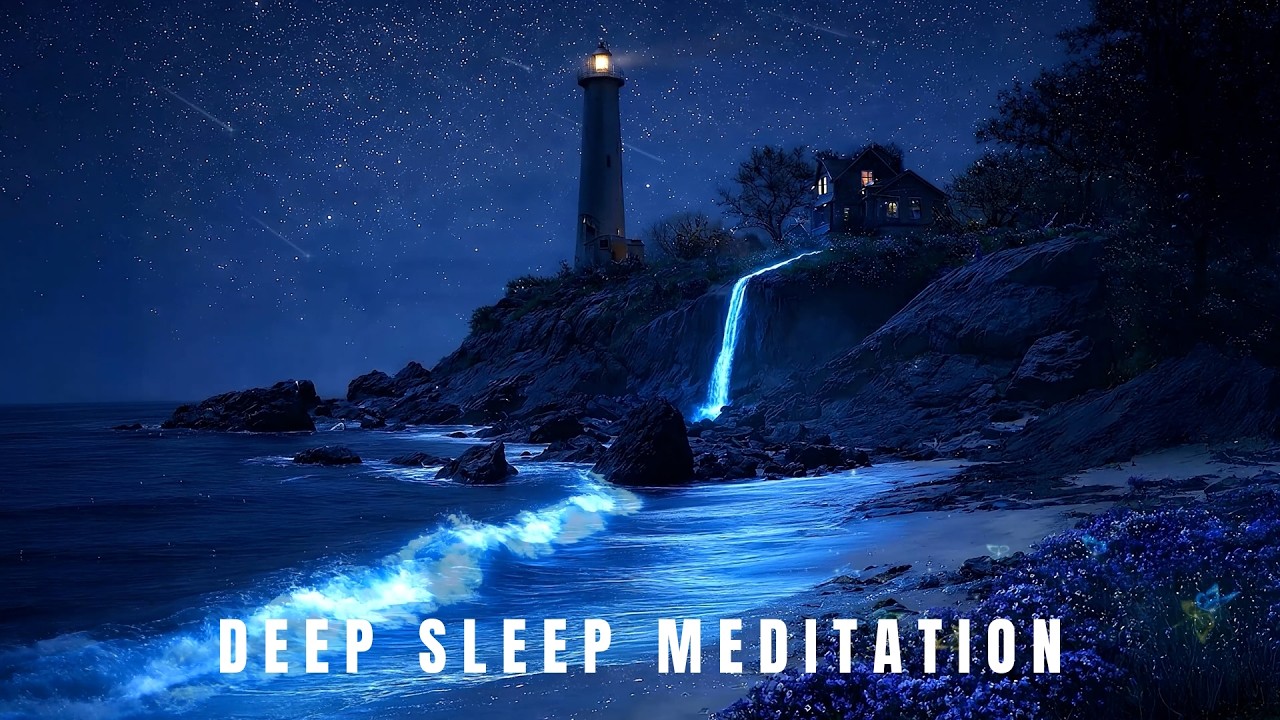 Calm Ocean Waves & Soft Night Light for Healing Sleep | Deep Sleep Meditation Music