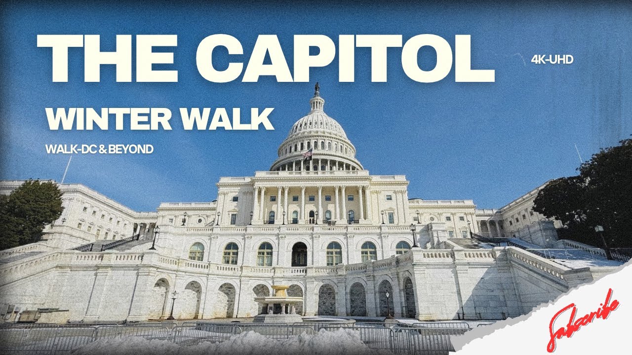 Frozen February Walk at the U.S. Capitol 🇺🇸 | Snowy Washington DC Silent Walk 4K