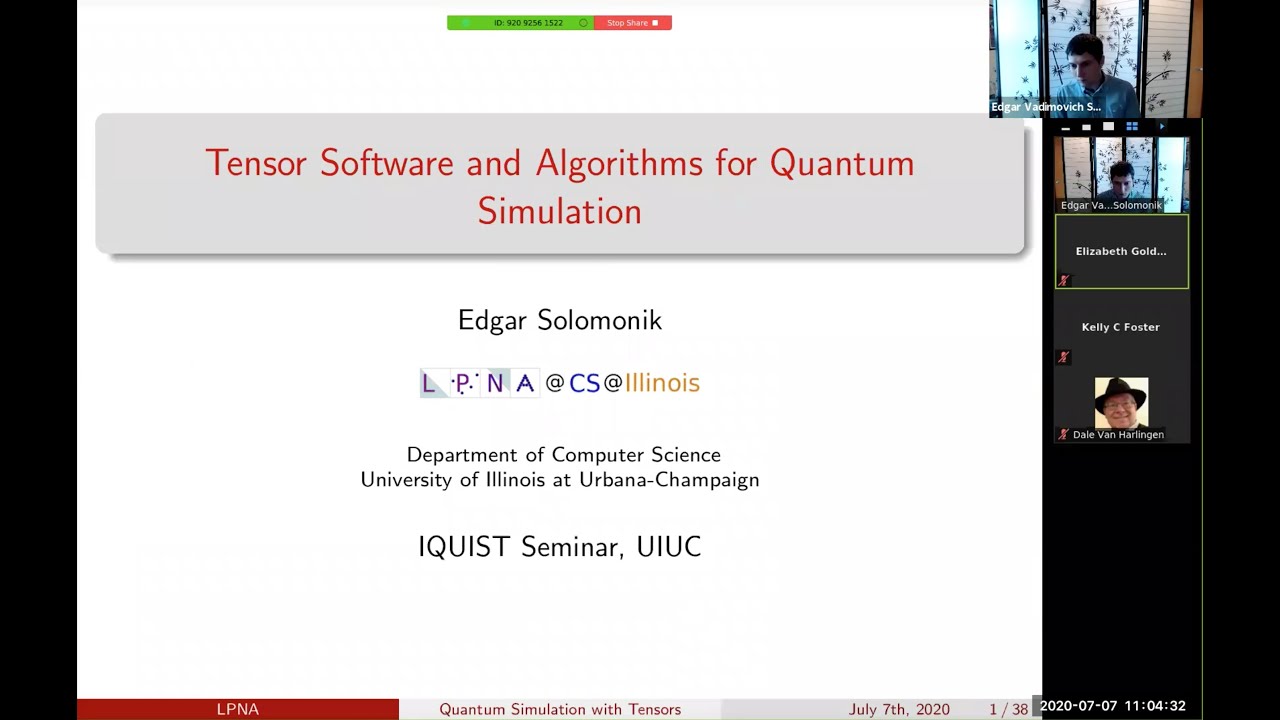 Tensor software and algorithms for quantum simulation by Edgar Solomonik, University of Illinois