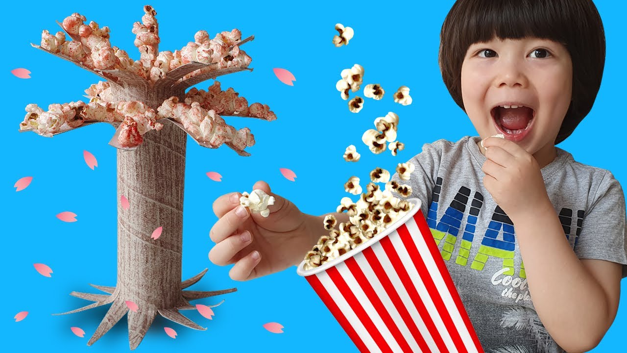 Cireși Japonezi înfloriți || Lucru manual || Activitati de primavara || Pom inflorit din popcorn