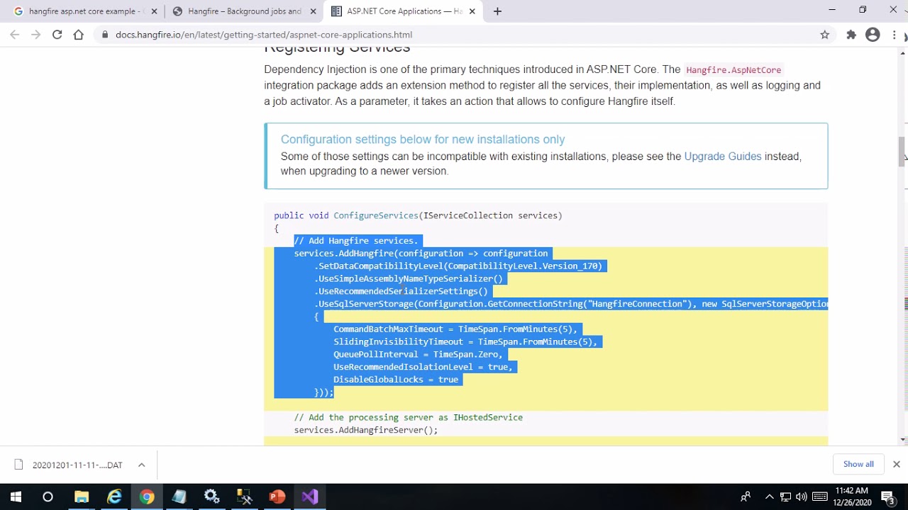 Background jobs with hangfire in .Net core 5 \Asp.Net core 5