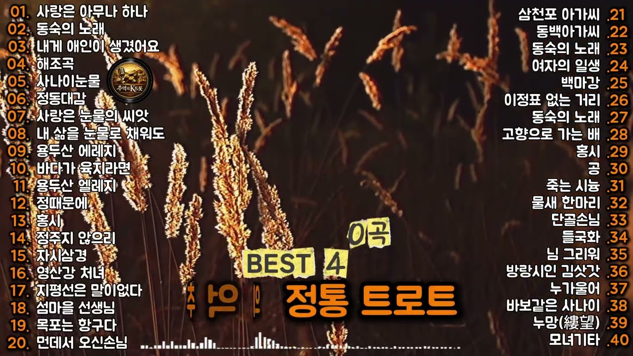 🎧 추억의 정통 트로트 BEST 40곡 │ 그 시절 그 노래 · 홍시 · 사랑은 눈물의 씨앗 · 여자의 일생 외 눈물과 추억을 부르는 트로트 연속재생