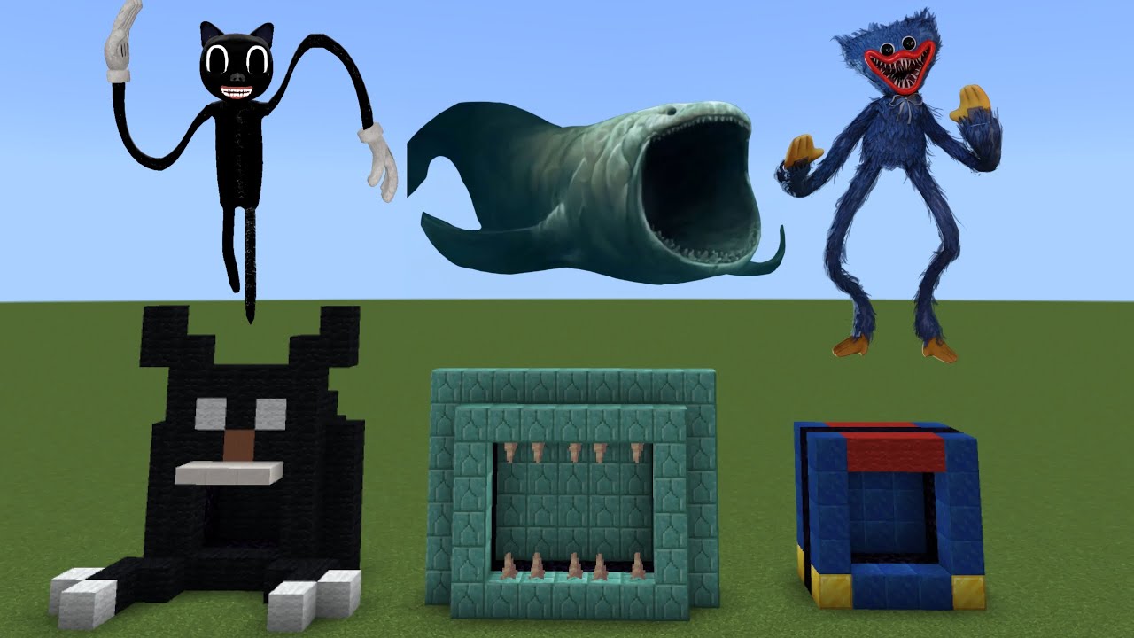 How To Make A Portal To Cartoon Cat Bloop And Poppy Playtime In Minecraft PE