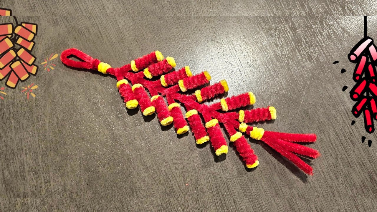 Mini Firecrackers from pipe cleaner/ Chinese Firecrackers/ craft idea from Star Lai channel 