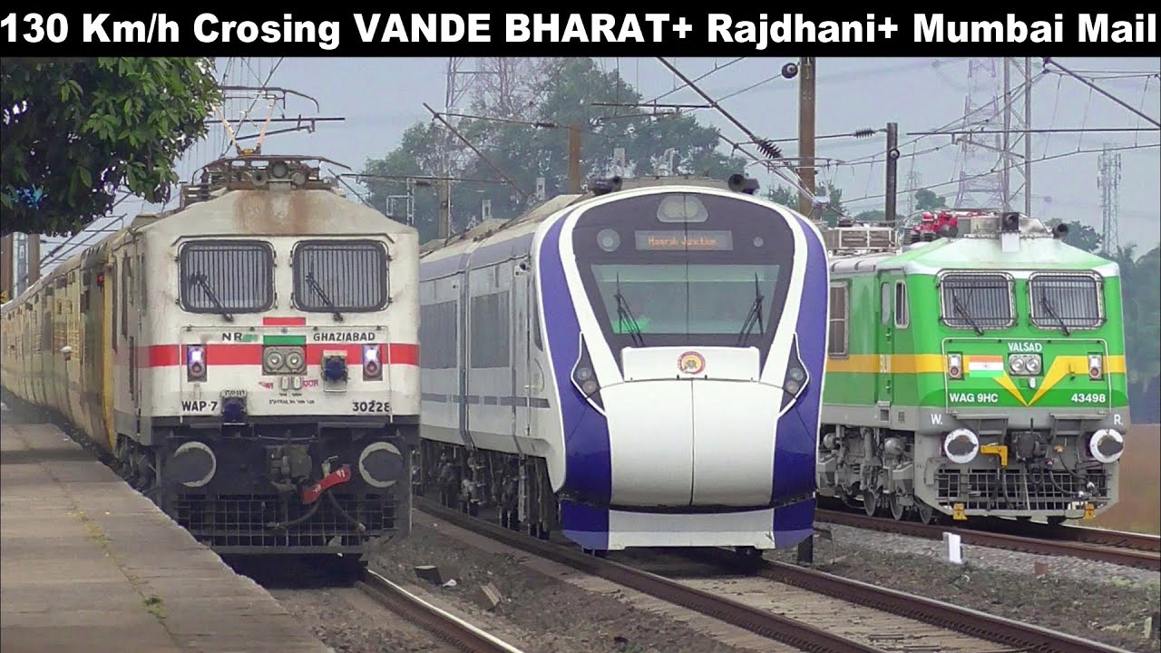 130 Kmph Perfect Crossing Trains | Vande Bharat+ Rajdhani + WAP-4 ICF Trains 110 Kmph| Eastern Rail