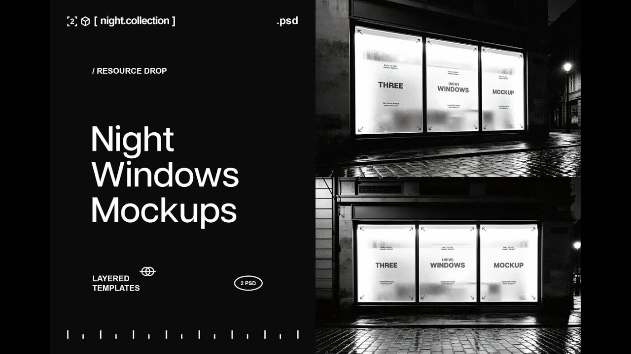 Night Windows Mockup Graphic Download