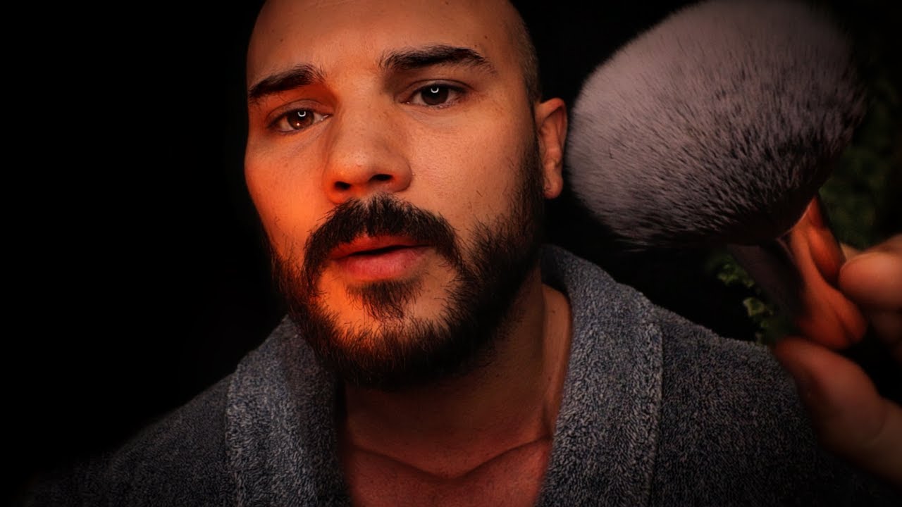 ASMR to Relieve Stress and Anxiety 'VERY Dark Screen' Face Brushing | Safe Male Personal Attention