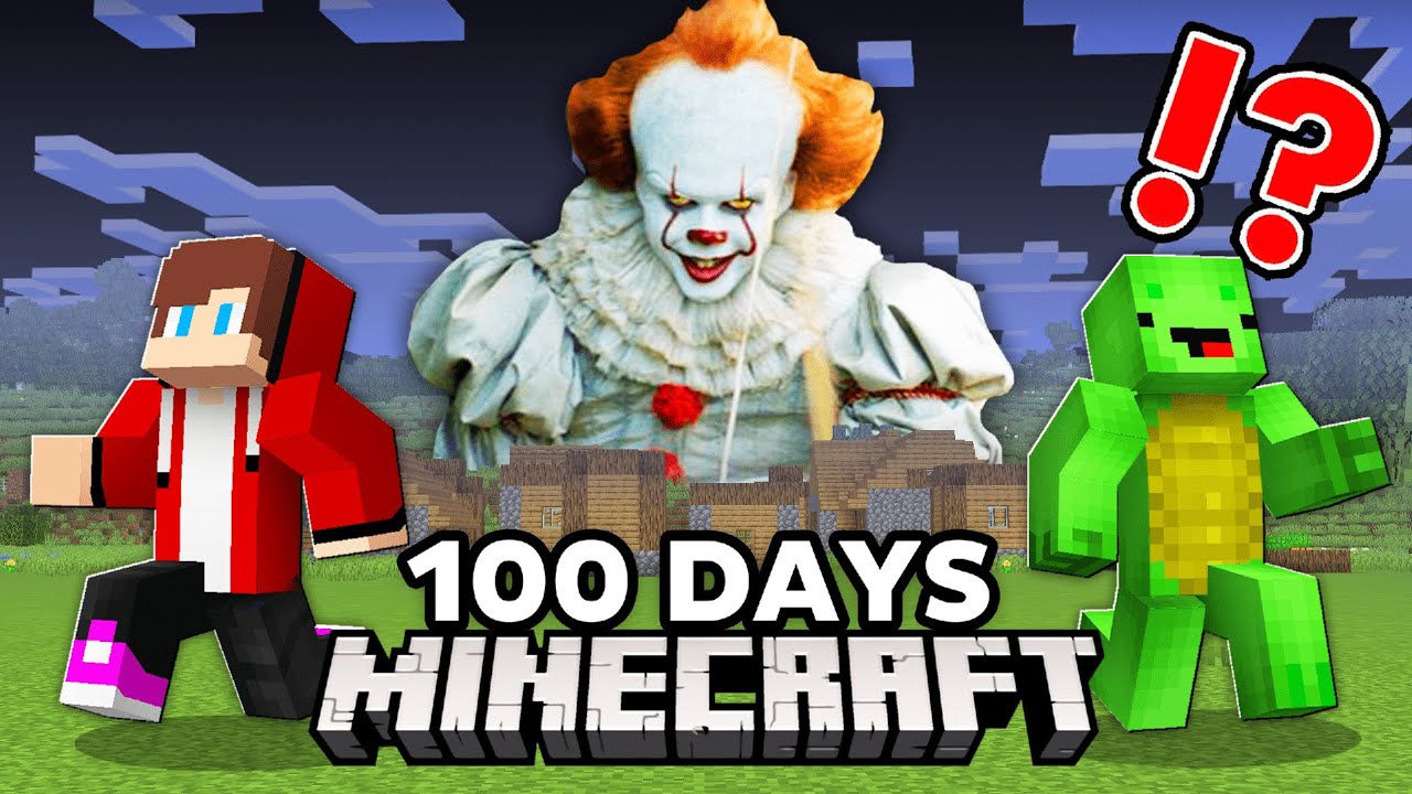 100 Days Pennywise Attack vs JJ and Mikey in Minecraft - Maizen