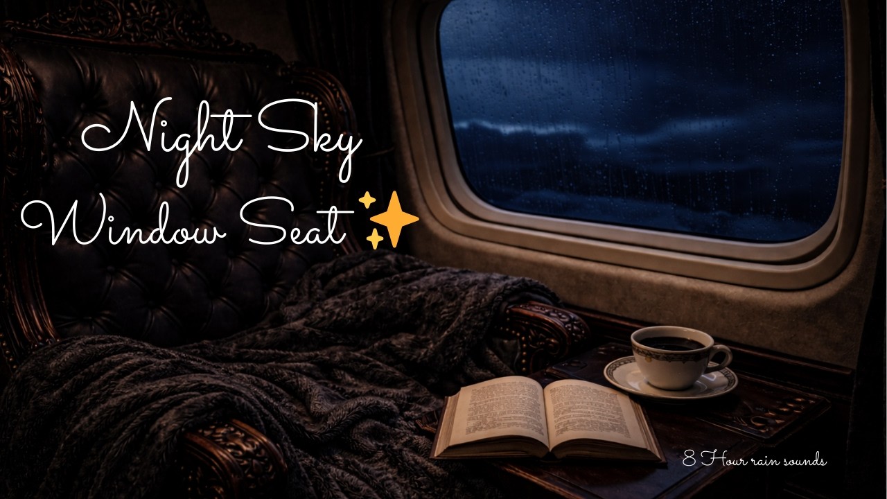 ✈️ Cozy Night Flight Ambience / Relaxation /8 Hour Rain Sounds ✨🌙