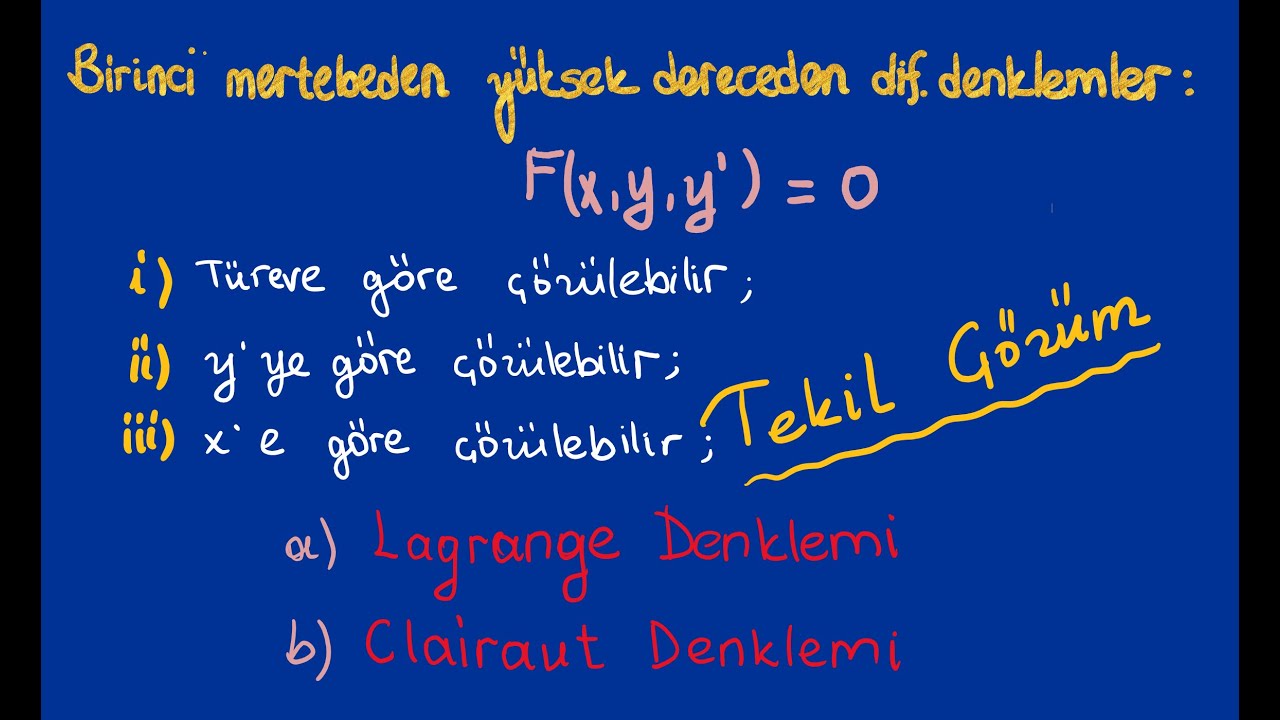 Diferansiyel denklemler, Yüksek dereceden diferansiyel denklemler