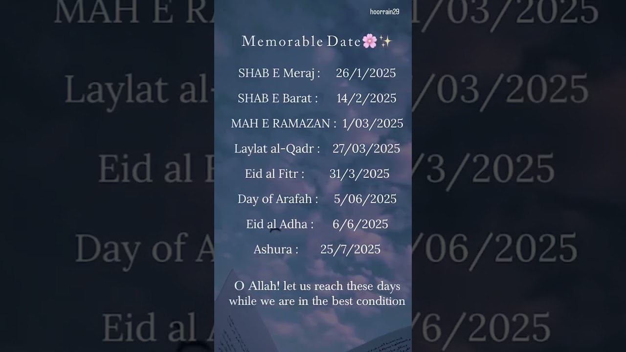 Memorable Dates 🌸✨ #2025 #islamicshorts #islamicstatus #islam #islamicvideo #ramzan #eid #hoorrain29