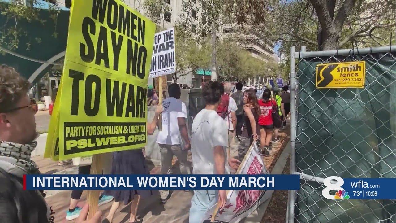 Protestors gather in downtown Tampa for International Women's Dau