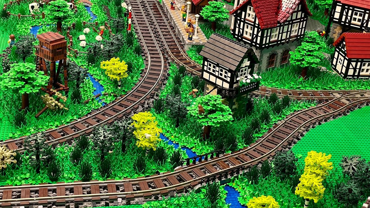 Zugstrecke: Gleisbett und alle Schwellen fertig - Bau einer Lego Stadt Teil 238