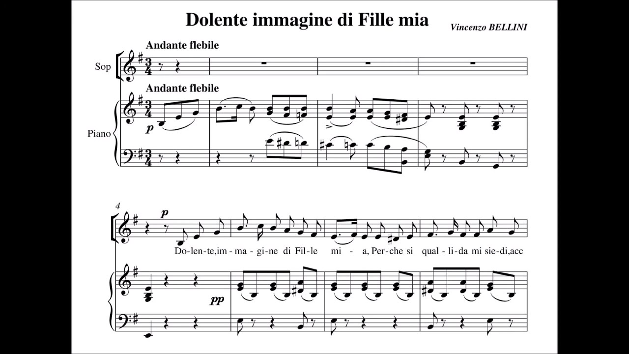 Dolente immagine di Fille mia (Bellini) - Piano accompaniment-karaoke