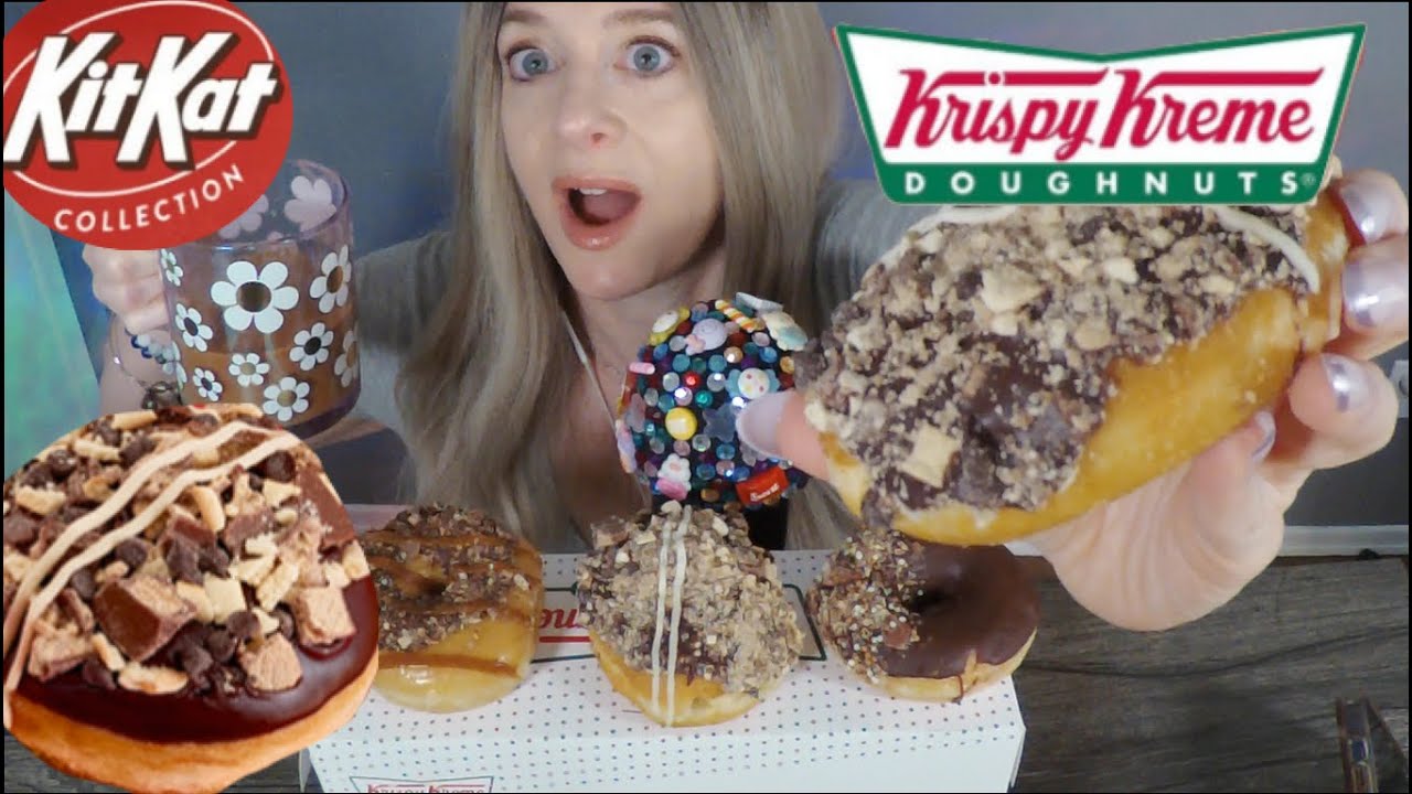 ASMR Krispy Kreme Kit Kat Donut Mukbang & Review | Whispered