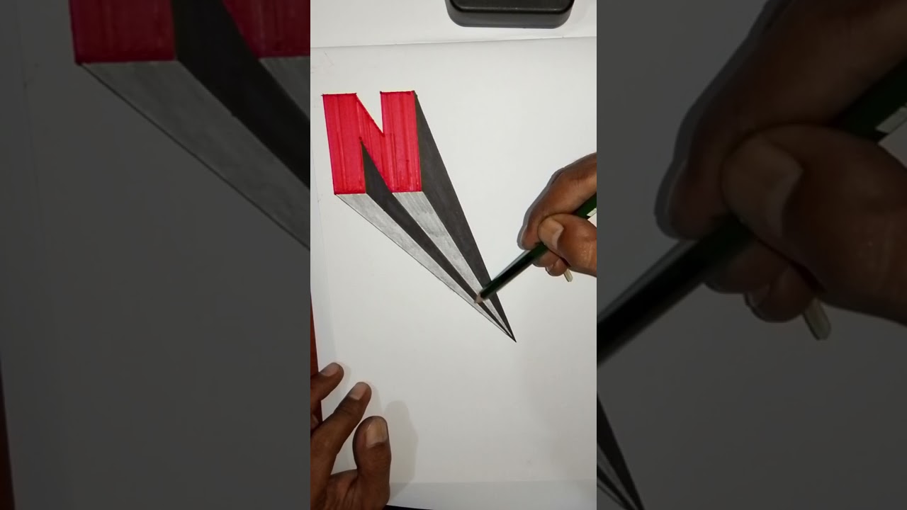 learn to draw the letter N in 3d//3ddrawing