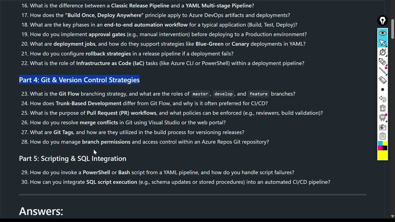 Azure DevOps Engineer preparation(30 Q&A):Repos, Pipelines & YAML #azuredevops #interviewpreparation