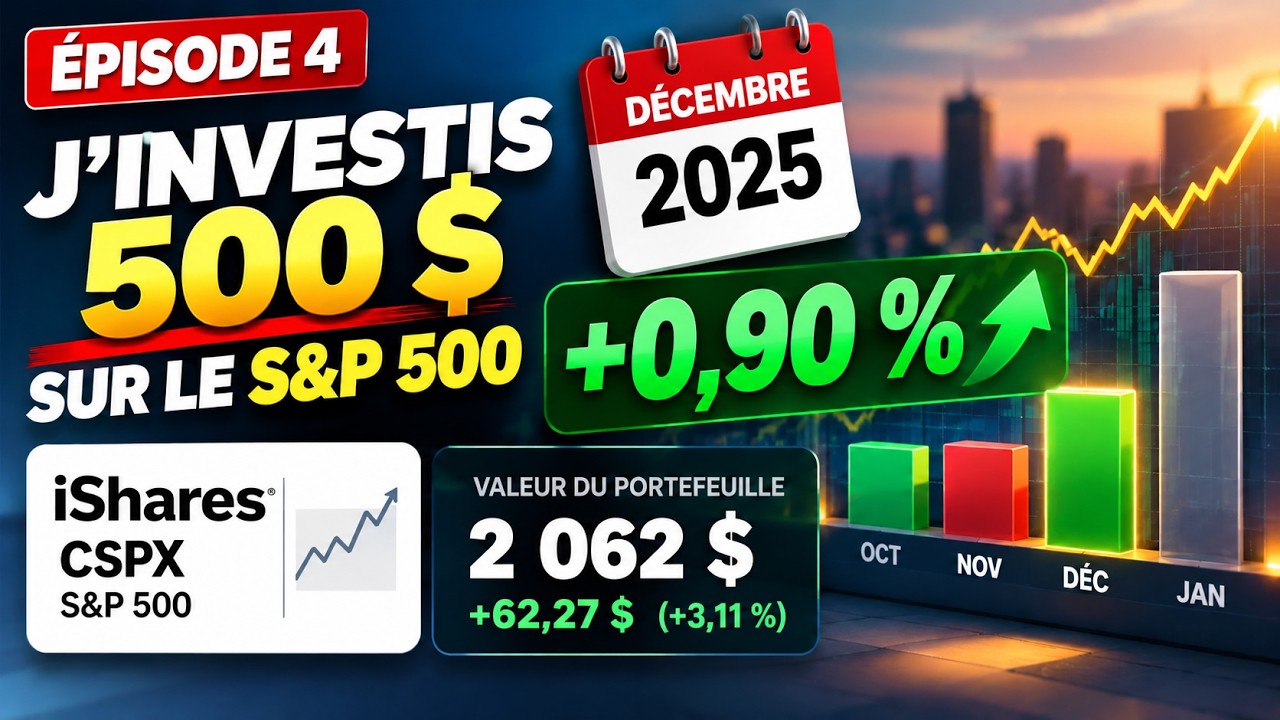 J&rsquo;investis 500 $/mois sur le S&P 500 : +0,90 % en d&eacute;cembre ! 📈 (&Eacute;pisode 4/120)