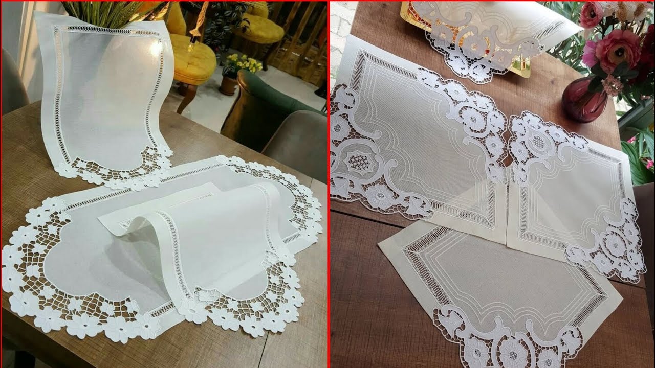 Stunning Fussion of Fabric & Crochet Edges Table Runner Pattern Ideas #diy #crochet #trending 