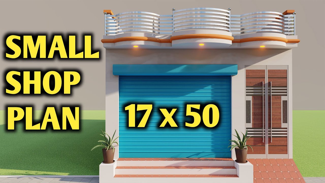 आगे दुकान पीछे मकान का नक्शा  || 17x50 Shop With 2 bedroom House Design
