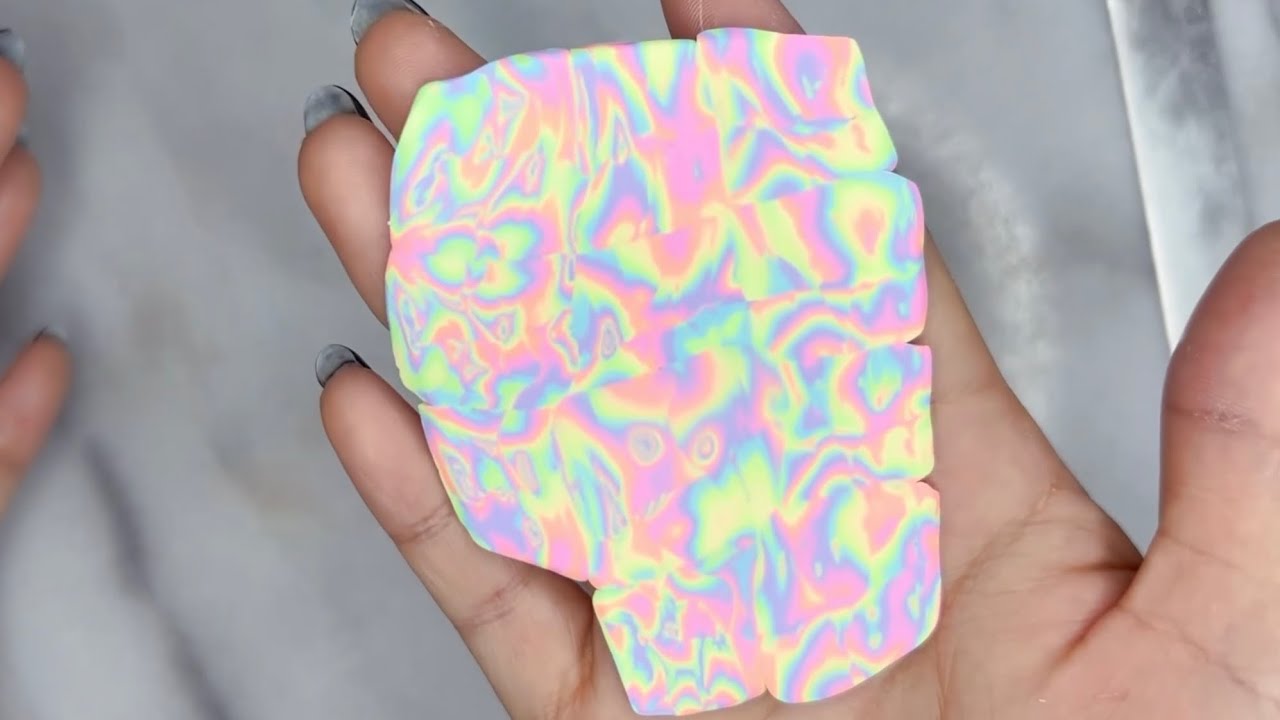 Easy holo clay ideas holographic clay technique quick neon ideas polymer clay tutorial beginner fun