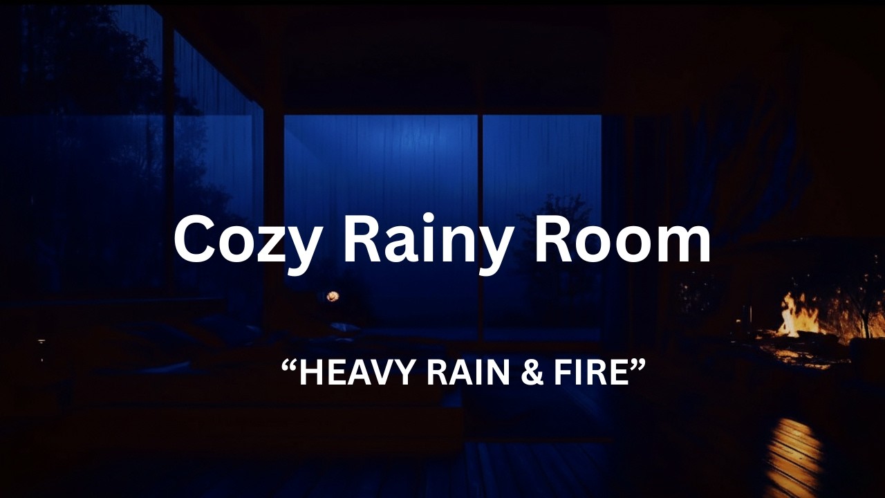 🌲 Dark Nordic Forest Cabin | Heavy Rain & Fireplace Sounds (1 Hour No Music)