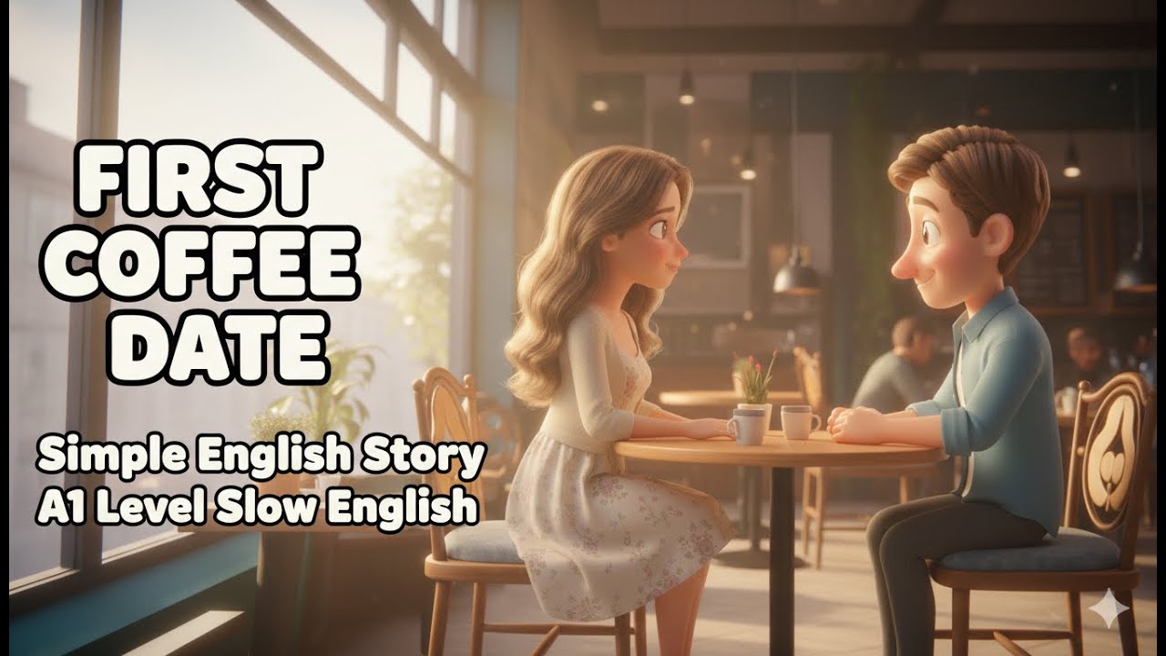 A First Coffee Date ☕ | Simple English Conversation (A1) | Pixar-Style 3D Story