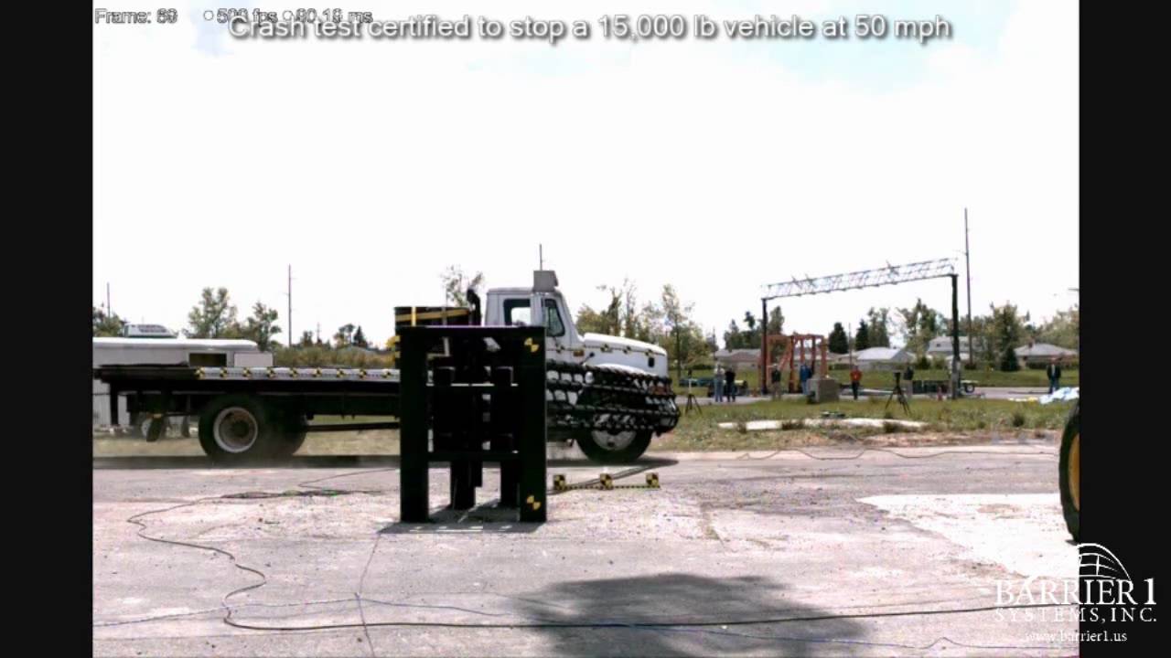 crash test-vehicle arrestor barrier with crash testing