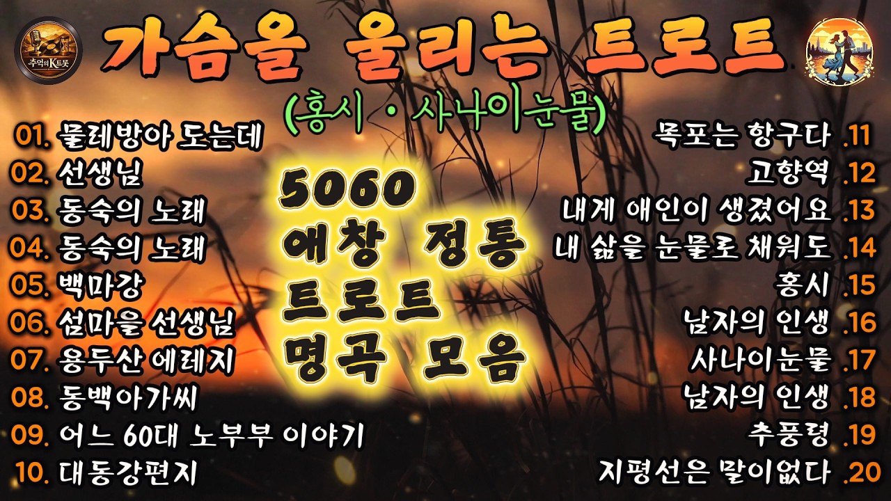 🎧 가슴을 울리는 트로트 명곡 │ 홍시 · 사나이눈물 · 남자의 인생 · 어느 60대 노부부 이야기 외 추억의 정통 트로트 모음 연속재생 ⭐ 5060 애창 정통 트로트 명곡 모음