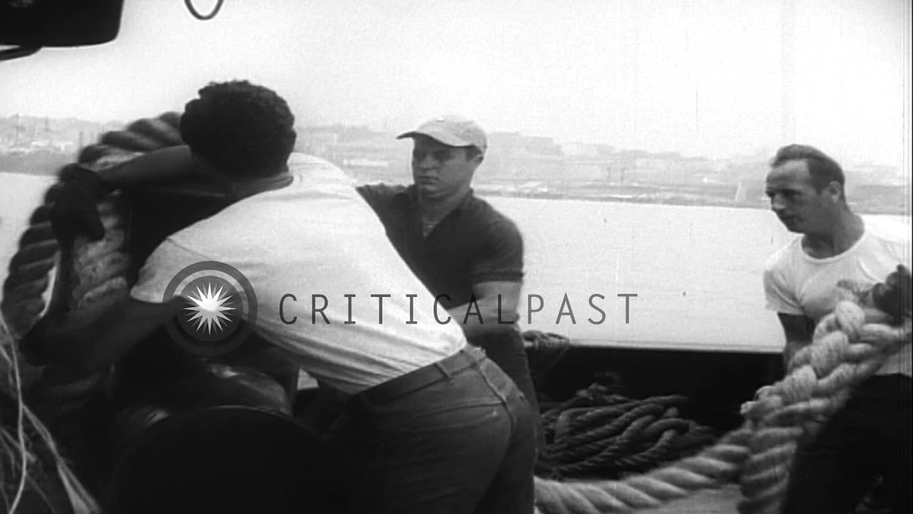 Ocean liner SS Flandre arrives at New York Harbor in the United States after an e...HD Stock Footage