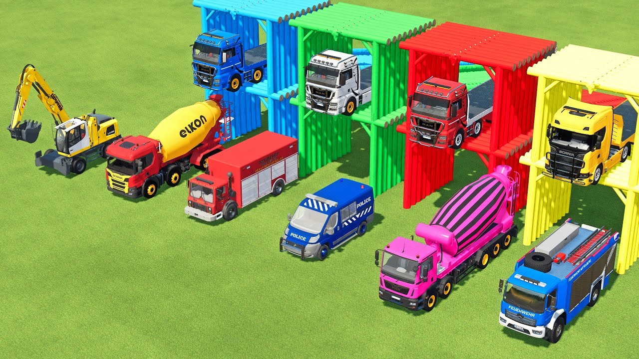 TRANSPORTING AMBULANCE, FORD POLICE, SERVICE TRUCK, FIRE DEPARTEMENT, MERCEDES MINI BUS - FS22